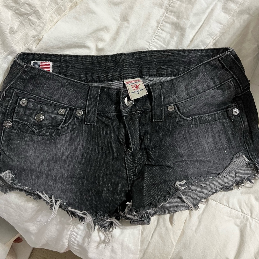 True Religion dark grey cutoff shorts size 32